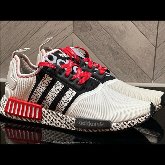 Adidas NMD_R1 “ Print Boost -White Black Red” 9.5 custom - Picture 7 of 8